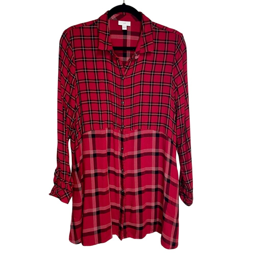 J Jill Red Plaid‎ Tunic Dress. Size Medium.